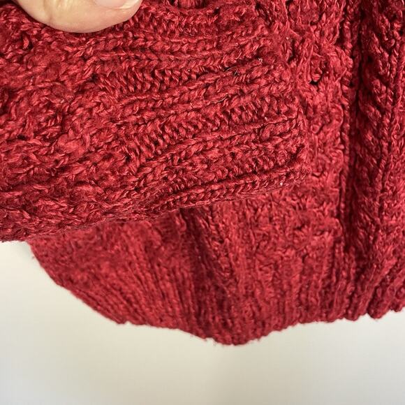 Vintage L.L. Bean 100% Silk Cable Knit Sweater Women’s XL Cranberry Fisherman - Picture 8 of 8